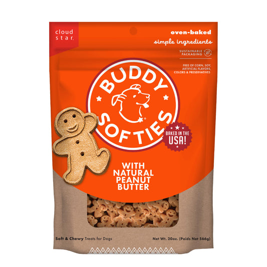 Buddy Biscuits Softies Soft & Chewy Dog Treats, Peanut Butter, 20 oz. Pouch