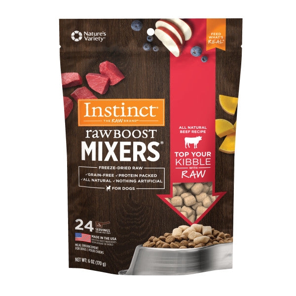 Instinct Freeze-Dried Raw Boost Mixers Grain-Free Beef Recipe Freeze-Dried Dog Food Topper 6oz Bag