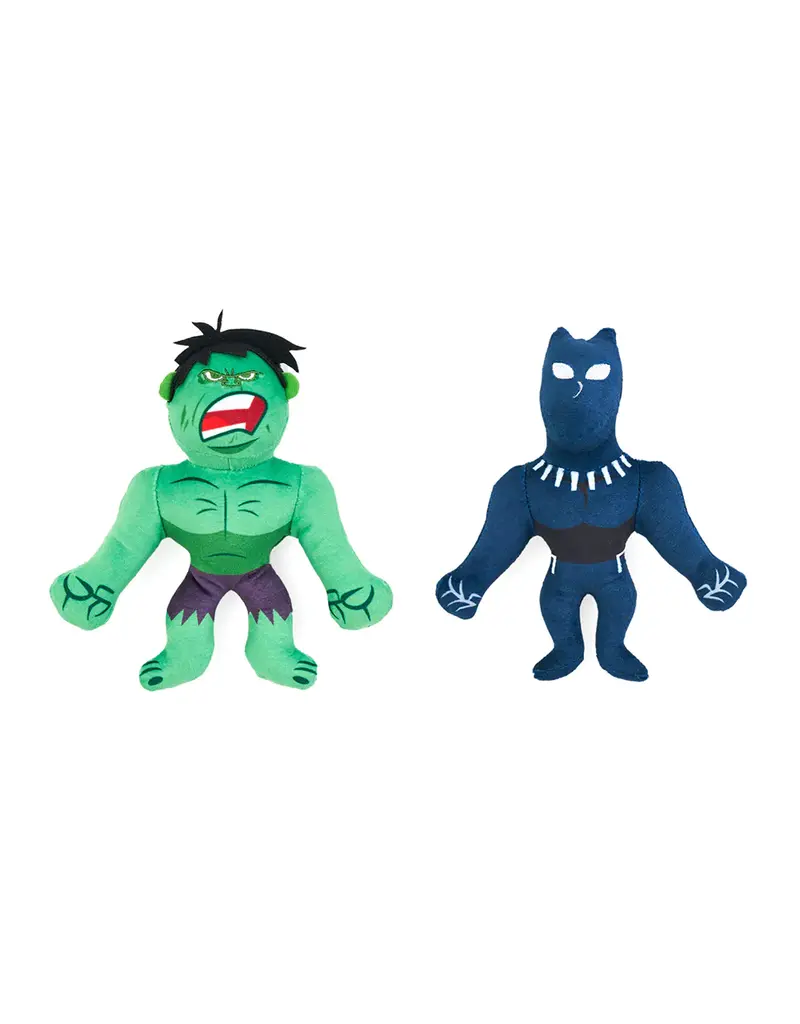 Zippy Paws Marvel Hulk/Black Panther Plush Dog Toy 2 Pk