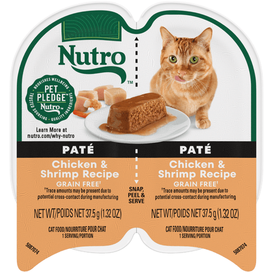 Nutro Wet Cat Food 2.6oz portion cup Chicken & Shrimp Paté Recipe