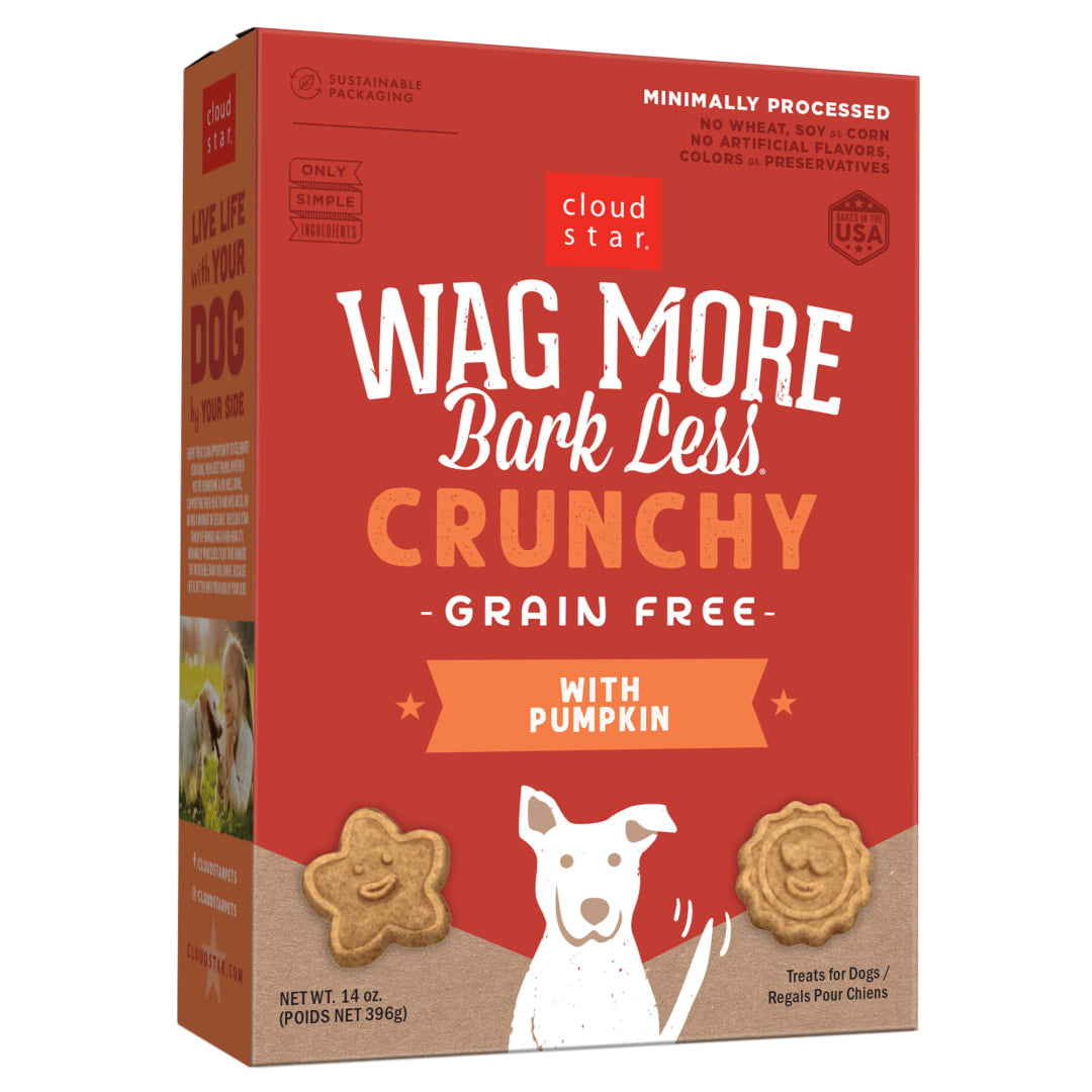 Cloud Star Wag More Bark Less Crunchy Grain Free Dog Treats, Pumpkin, 14 oz. Box