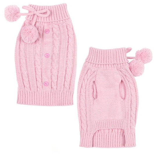 Petedge East Side Collection Cable Dog Sweater Small Pink