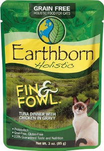 Earthborn Holistic Cat Food Pouches [Grain-Free Fin & Fowl Tuna Dinner with Chicken in Gravy] (3 oz)