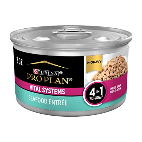 Purina Pro Plan Wet Cat Food Vital Systems Seafood Entree in Wet Cat Food Gravy 4-in-1 Immune, Brain, Muscle and Vision - 3 oz
