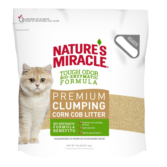 Nature s Miracle Premium Clumping Corn Cob Litter  Bio-Enzymatic Formula  18 lb