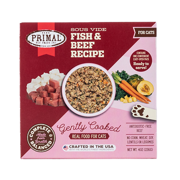 Primal Cat Gently Cooked Sous Vide Fish & Beef 4 oz