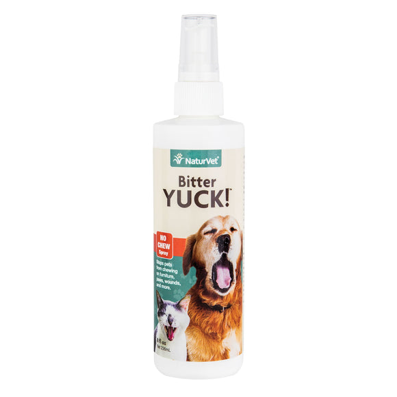 NaturVet Bitter Yuck - No Chew Training Aid – Deters Pets from Chewing on Furniture  Paws  Wounds & More – Water Based Formula Does Not Sting or Stain – 8oz - for Cats & Dogs