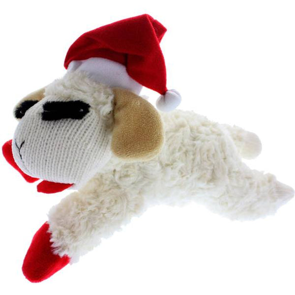 Multipet Holiday Lamb Chop with Santa Hat Plush Dog Toy  Small