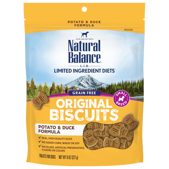 Natural Balance L.I.T. Limited Ingredient Treats Potato & Duck Formula Small Breed Dry Dog Treats, 8-Ounce