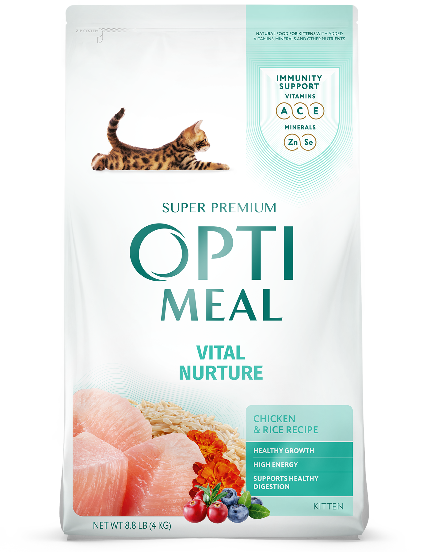 Optimean Dry Cat Food 3.3lb Kitten Chicken