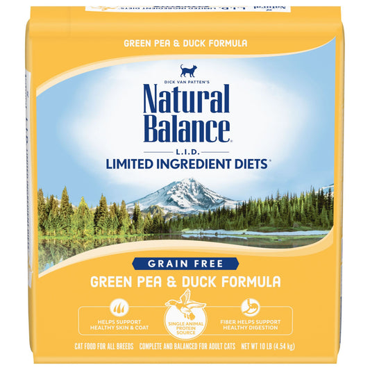 Natural Balance Limited Ingredient Diets Green Pea & Duck Formula Dry Cat Food  10 Pounds  Grain Free