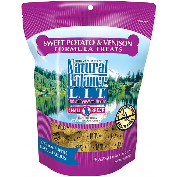 Natural Balance L.I.T. Limited Ingredient Small Breed Dog Treats, Grain Free, Sweet Potato & Venison Formula, 8-Ounce