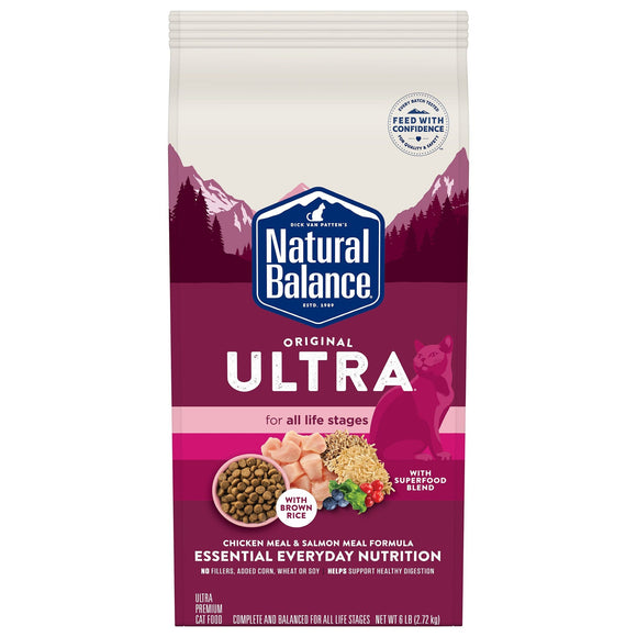 Natural Balance Original Ultra Whole Body Health Chicken Meal & Salmon Meal Dry Cat Food  6 Lb