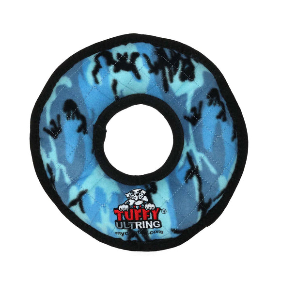 Tuffy Ultimate Ring Camo Blue  Durable Dog Toy
