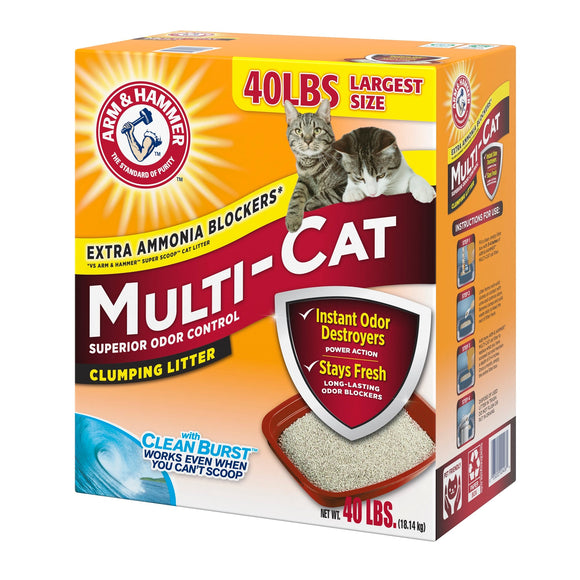 Arm & Hammer Multi-Cat Superior Odor Control with Clean Burst Clumping Cat Litter  40lb
