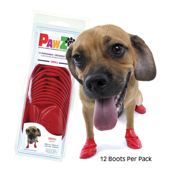 Pawz Natural Rubber Disposable Dog Boots Small Red 12ct
