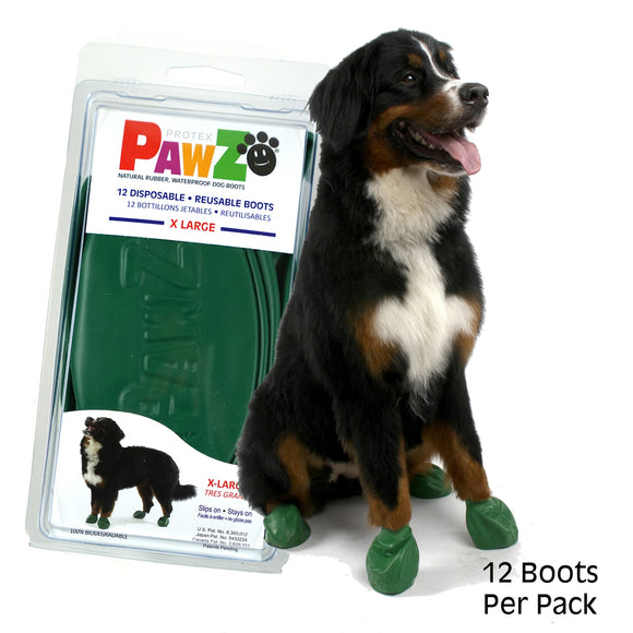 Pawz Natural Rubber Disposable Dog Boots Green eXtra Large 12ct