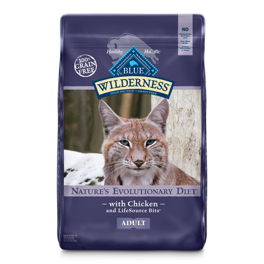 Blue Buffalo Wilderness High Protein Chicken Dry Cat Food for Adult Cats  Grain-Free  6 lb. Bag