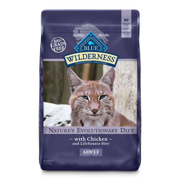 Blue Buffalo Wilderness High Protein Chicken Dry Cat Food for Adult Cats  Grain-Free  12 lb. Bag