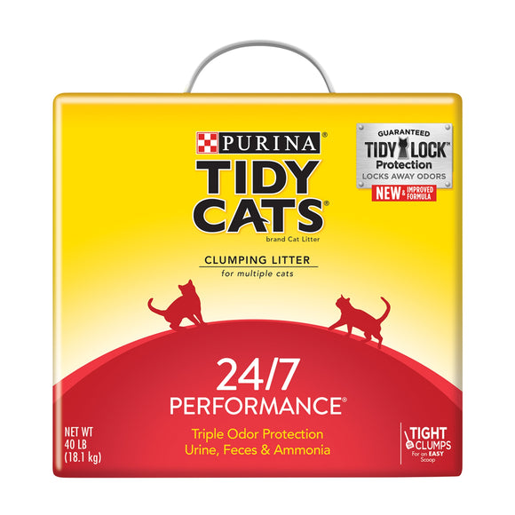 Purina Tidy Cats Clumping Cat Litter, 24/7 Performance Multi Cat Litter, 40 lb. Box