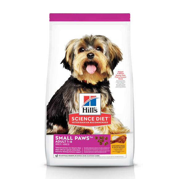 Hill's Science Diet Adult Small Paws Chicken Meal & Rice Recipe Dry Dog Food, 15.5 lb bag
