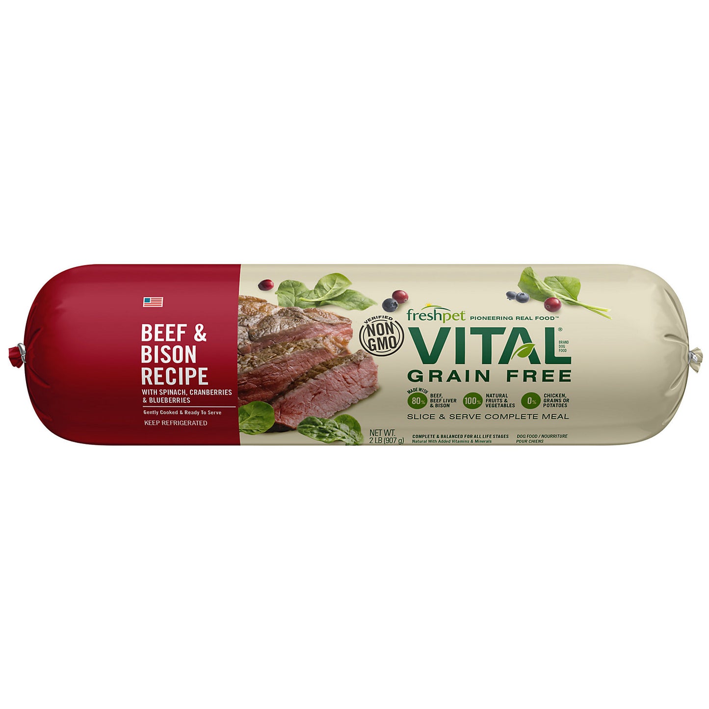 Freshpet Vital Grain Free Beef & Bison, 2 Lb