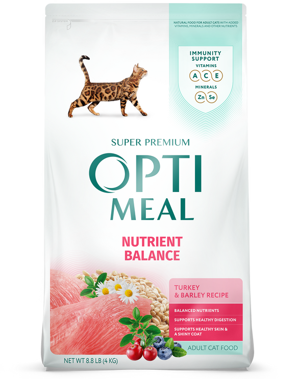 Optimean Dry Cat Food 3.3lb Turkey Barley