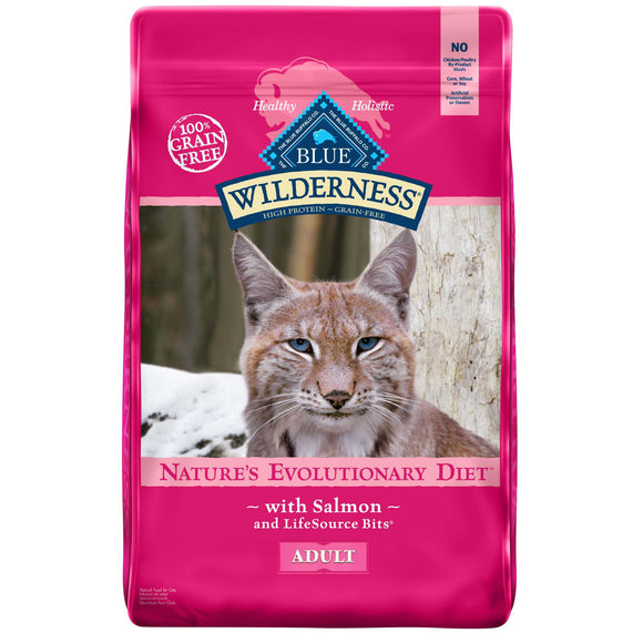Blue Buffalo Wilderness High Protein Salmon Dry Cat Food for Adult Cats  Grain-Free  5 lb. Bag