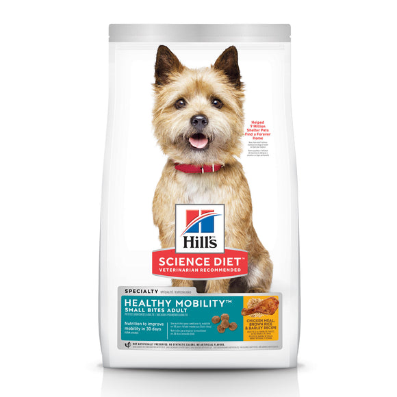 Hill's Science Diet Adult Healthy Mobility Small Bites Chicken Meal, Brown Rice & Barley Recipe Dry Dog Food, 30 lb bag
