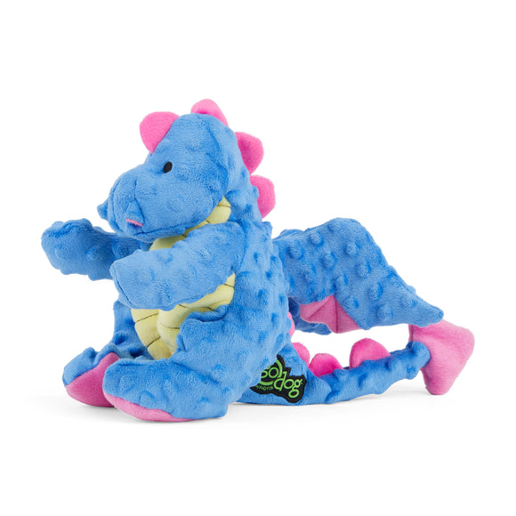 goDog Dragons Durable Plush Squeaker Dog Toy  Large  Periwinkle