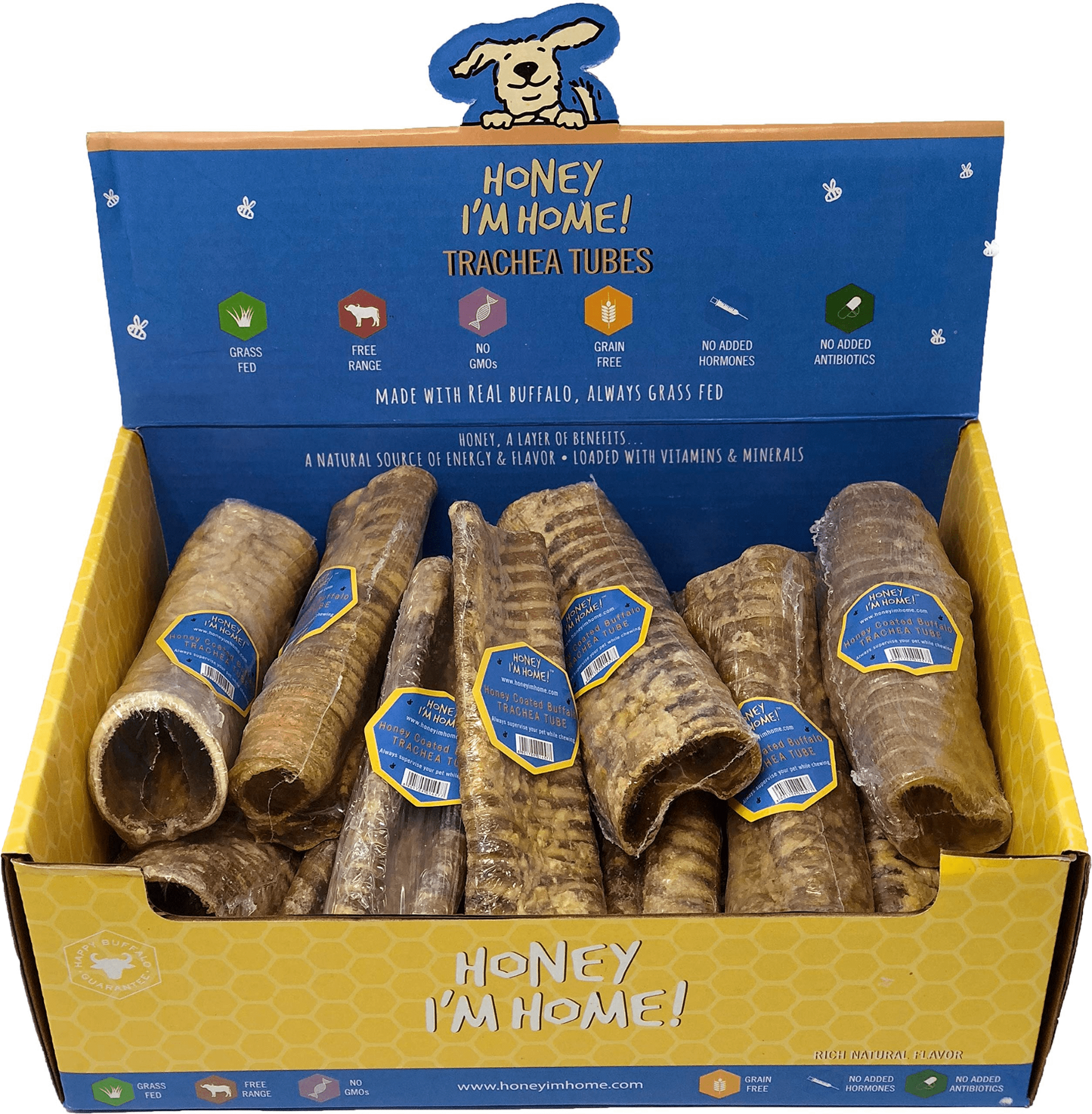 Honey I'm Home Dog Treat Buffalo Trachea Tube