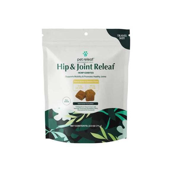 Pet Releaf 2.5 oz 3mg Hip and Joint Releaf Edibites Peanut Butter Banana Small Dog Chews