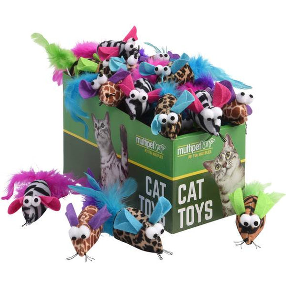 Multipet International Safari Feather Mice Cat Toys Assortment