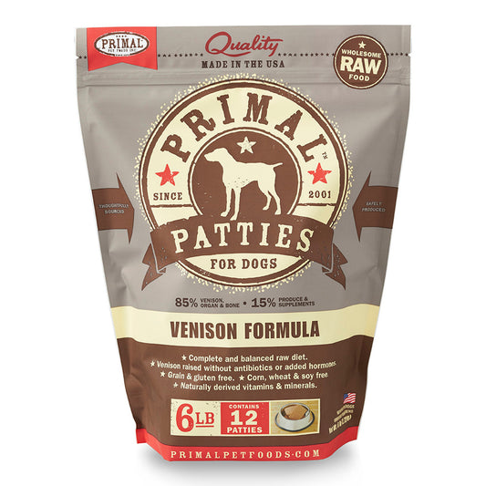 Primal Pet Foods Canine Venison Formula Patties, 6 Lb