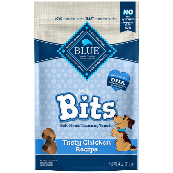 Blue Buffalo BLUE Bits Training Treats Chicken Flavor Soft Treats for Dogs  Whole Grain  4 oz. Bag