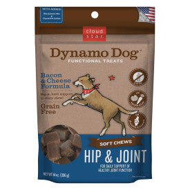 Cloud Star Dynamo Dog Soft Chews Hip & Joint Grain Free Dog Treats, Bacon & Cheese, 14 oz. Pouch
