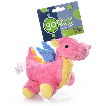 goDog Dragons Durable Plush Squeaker Dog Toy  Small  Periwinkle
