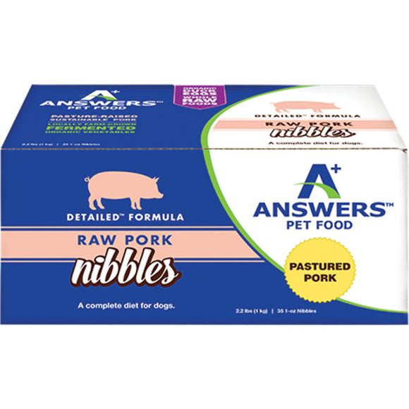 Answers Frozen Detailed Pork Nibbles Dog Food 2.2lb