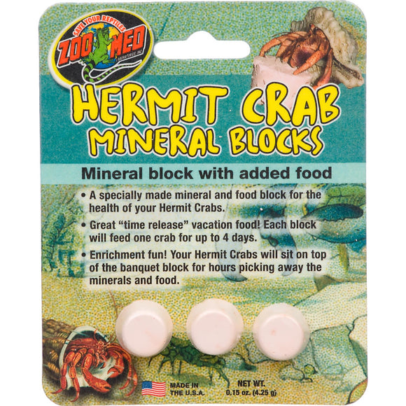 Zoo Med Hermit Crab Mineral Blocks with Added Food  .15 Oz  3 Ct
