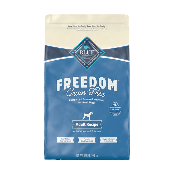 Blue Buffalo Freedom Chicken Dry Dog Food for Adult Dogs  Grain-Free  24 lb. Bag