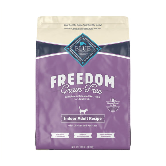 Blue Buffalo Freedom Grain Free Indoor with Chicken, Peas & Potatoes Adult Premium Dry Cat Food - 5lbs