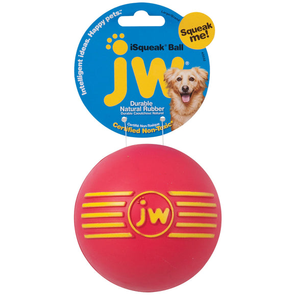 JW Isqueak Long Lasting Rubber Dog Ball Toy  Medium