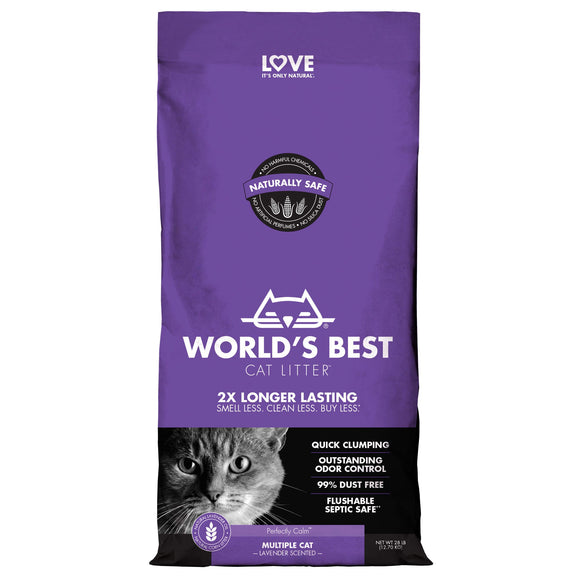 World's Best Cat Litter Lavender Scented Multiple Cat Formula 28lb