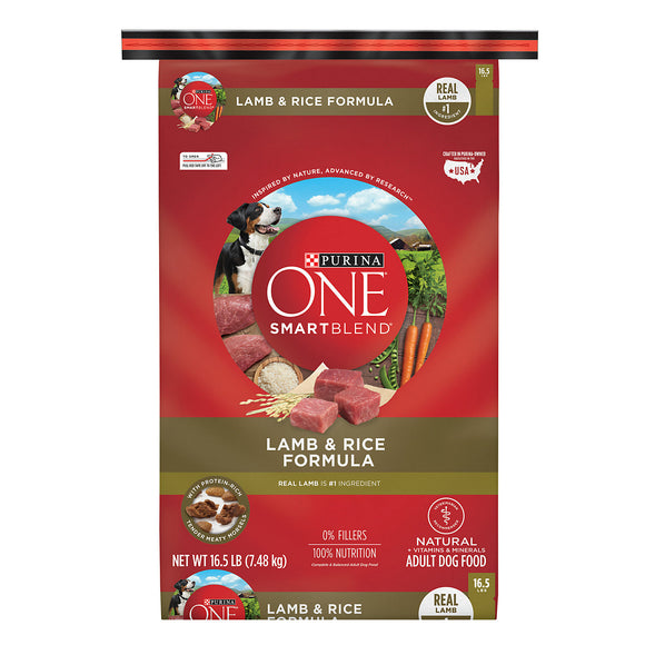 Purina ONE Natural Dry Dog Food  SmartBlend Lamb & Rice Formula  16.5 lb. Bag