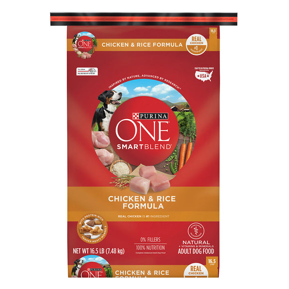 Purina ONE Natural Dry Dog Food  SmartBlend Chicken & Rice Formula  16.5 lb. Bag