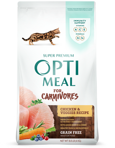 Optimean Dry Cat Food 3.3lb Grain Free Chicken Vegetables