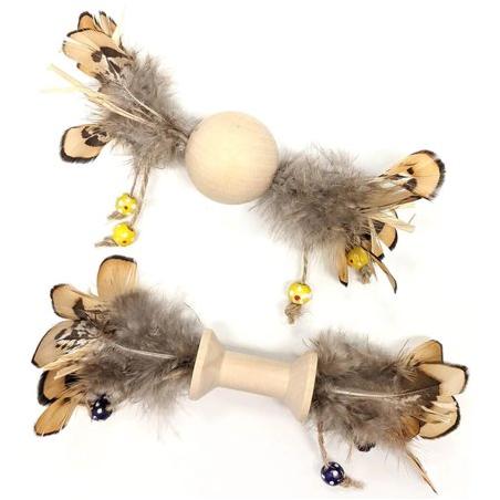 SPOT Love/Earth Wood/Feather Assorted Cat Toy
