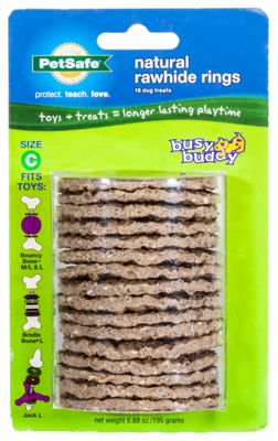 PetSafe Natural Rawhide Treat Ring Refills, Size B, Replacement Treats for PetSafe Busy Buddy Treat Ring Holding Toys