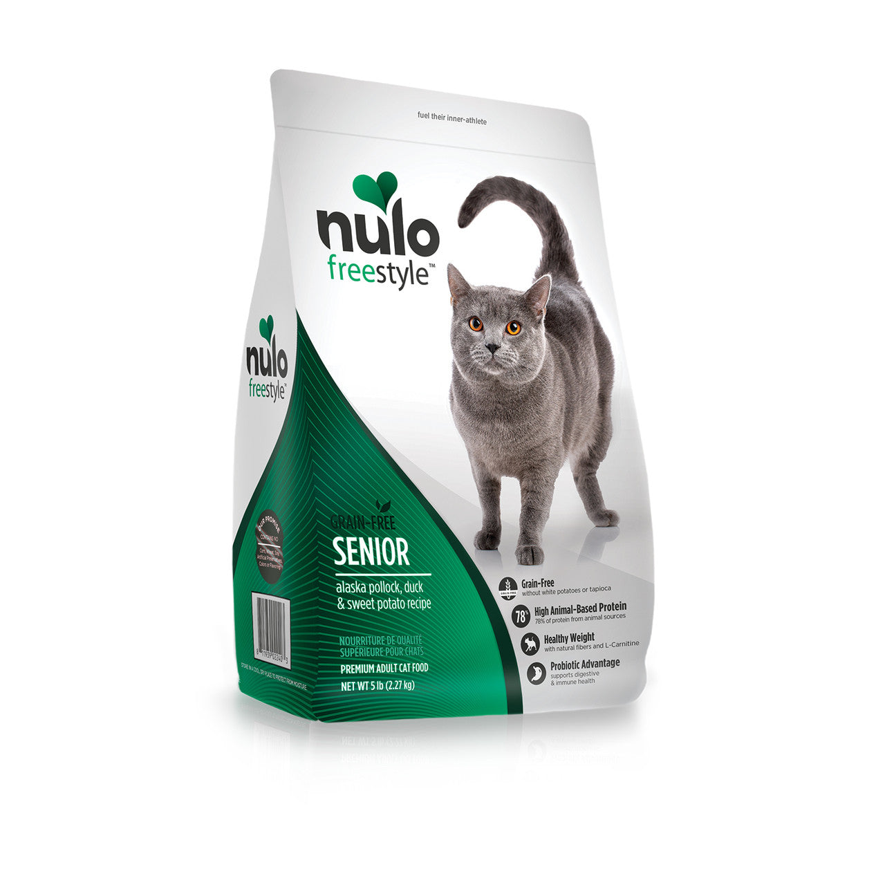 Nulo FreeStyle Grain-Free Pollock, Duck & Sweet Potato Senior Dry Cat Food, 5 lb