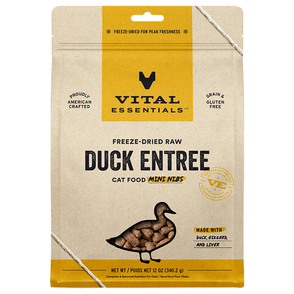 Vital Essentials Duck Entrée Mini Nibs Freeze-Dried Raw Cat Food